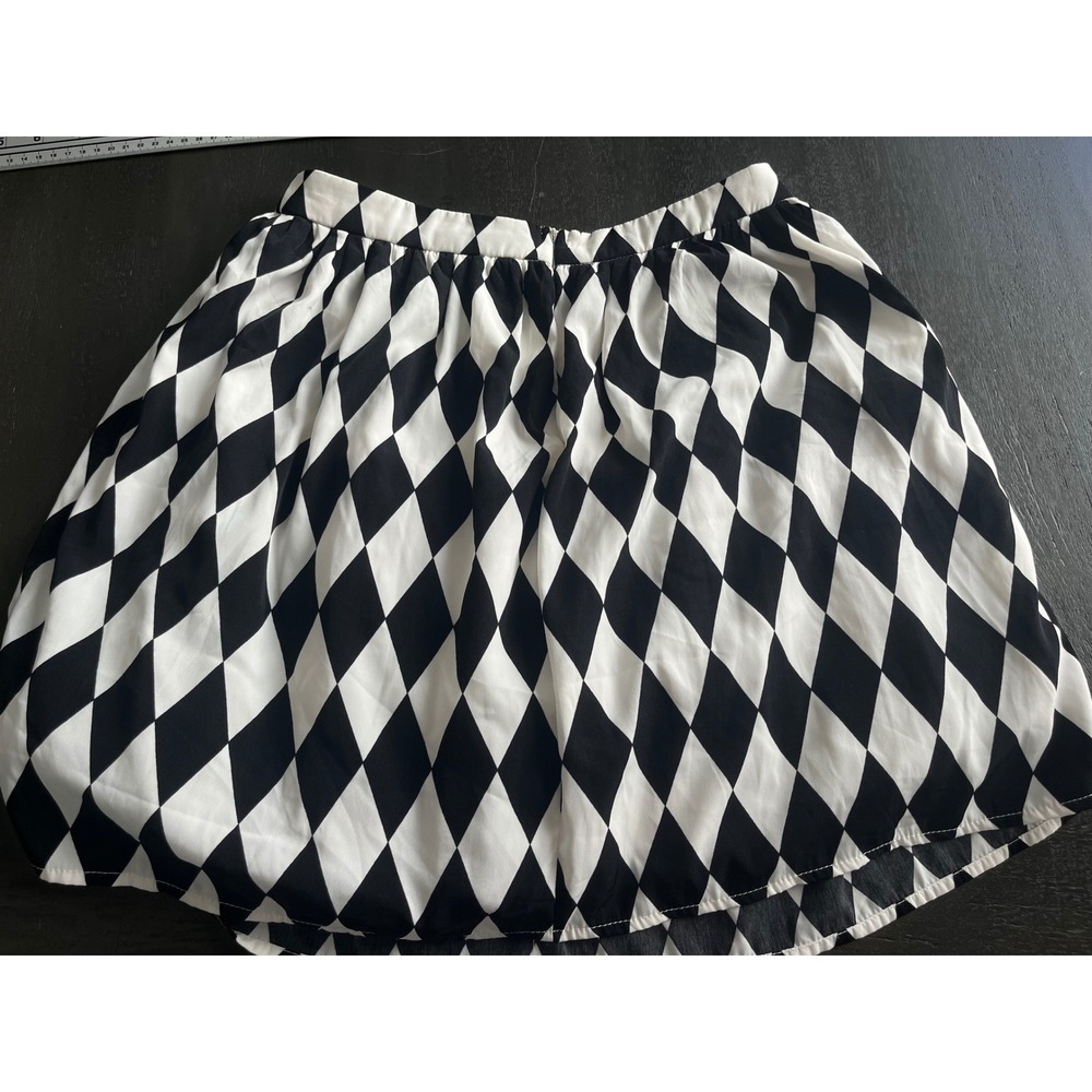 Harlequin Diamond Mini Skirt Black White Tulle Lined Size Medium